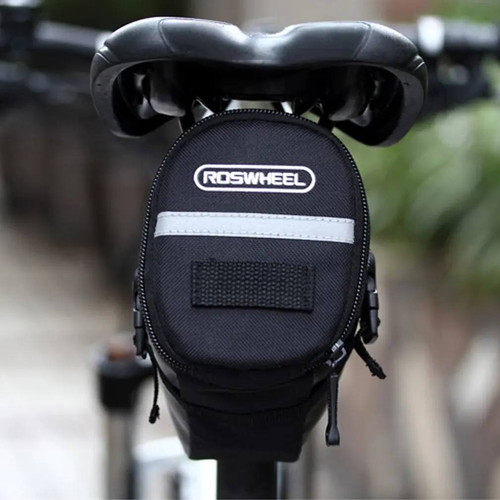 

ROSWHEEL Waterproof Mountain Road Bicycle Tail Bag Saddle Bag Bike Pouch Cycling Seat Bag Black New Style Bike Accessories