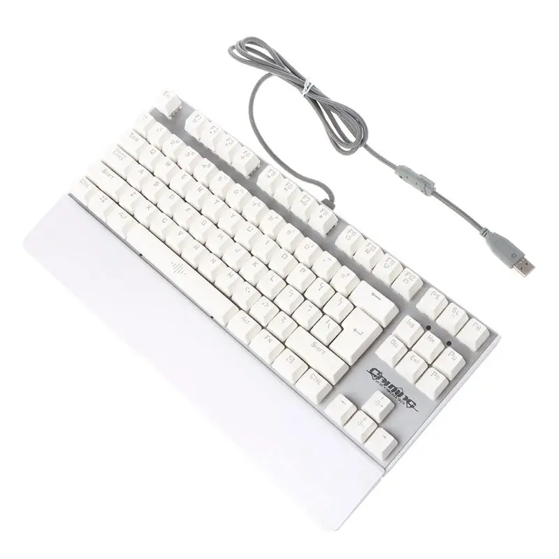Silver keyboard Механическая клавиатура USB Проводная и RGB мышка с подсветкой Pad набор ковриков Красочный светодиодный подсветка 87 клавиш анти-ореолы игровые аксессуары - Цвет: Silver keyboard