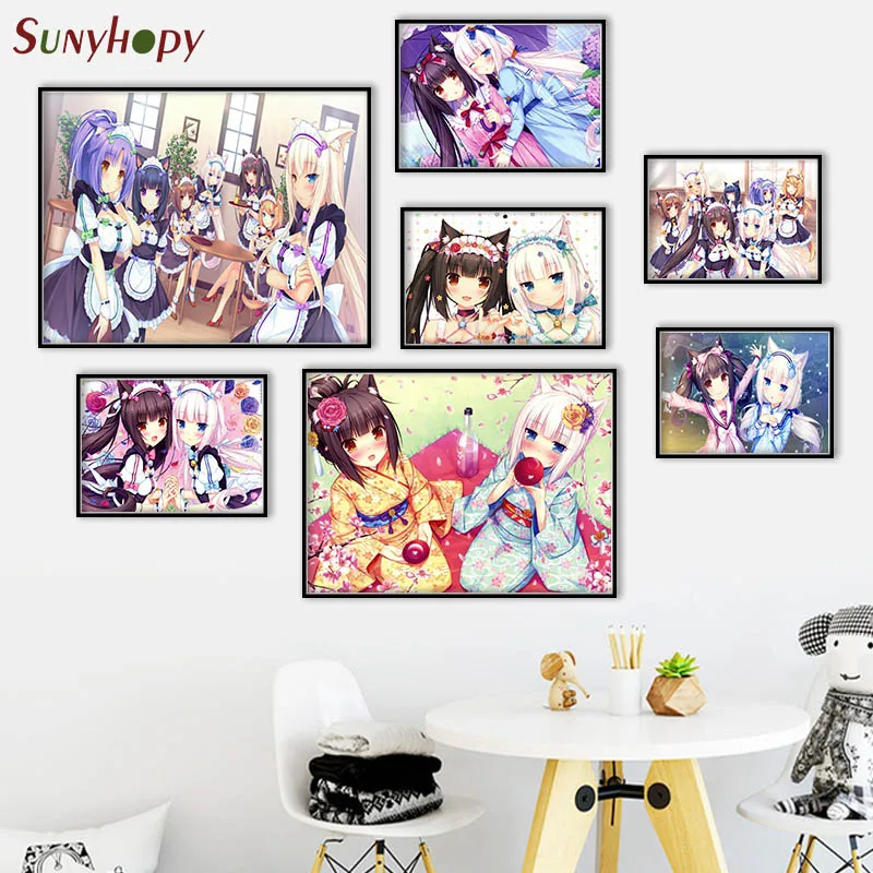 

Японский аниме плакат на заказ NEKOPARA, Холст плакат, искусство, ткань, настенный плакат, печать 30x45 см 40x60 см