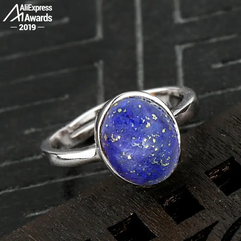 10*8mm 6.18 Sale S925 Sterling Silver Asia Lapis Rings Exaggerated Chinatown Afghanistan Retro Gemstone | Украшения и аксессуары