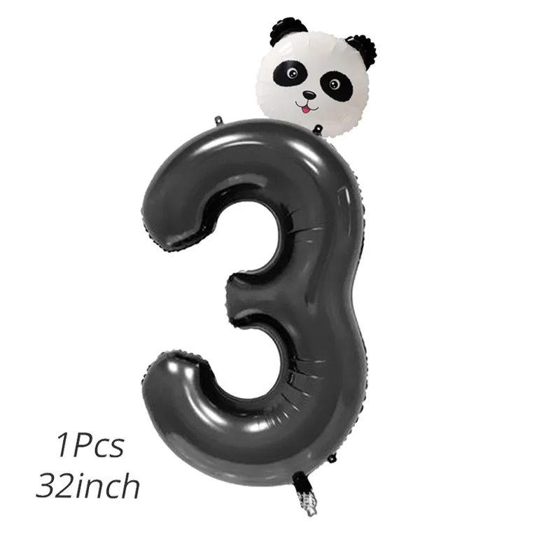 1 шт Panda на день рождения Фольга шары День рождения украшения дети бамбуковый лес животного надувные шаре Baby Shower Декор Globos - Цвет: 32inch number 3