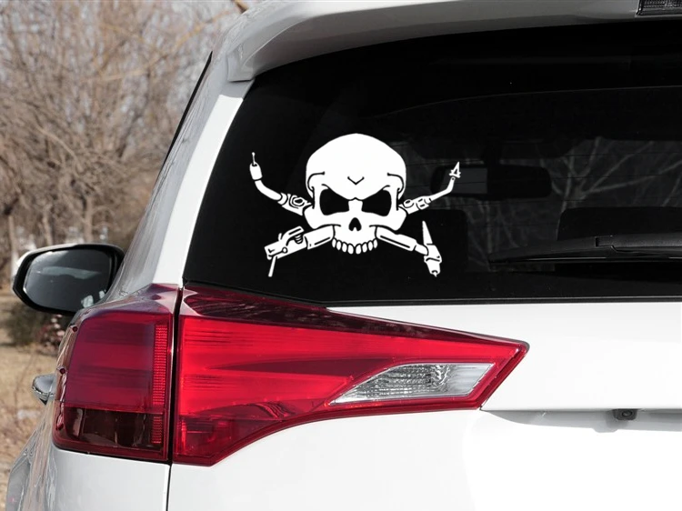 Черные/серебряные пиратские наклейки с черепом автомобильные виниловые двери