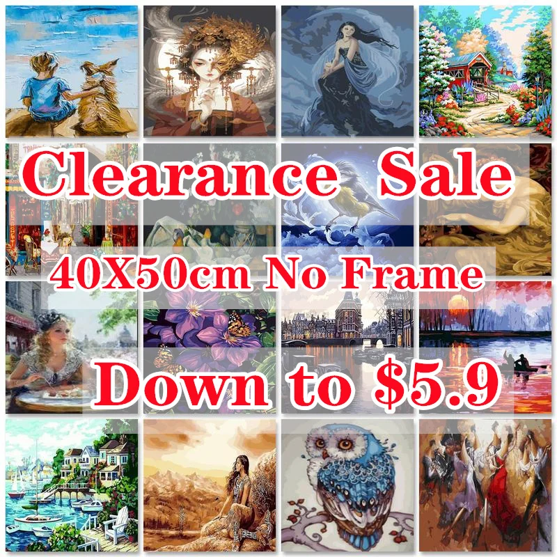 

Clearance Item DIY Paint By Number kits Poppy Flowers HandPainted Oil Painting Drawing On Canvas Adults Child Home Decor