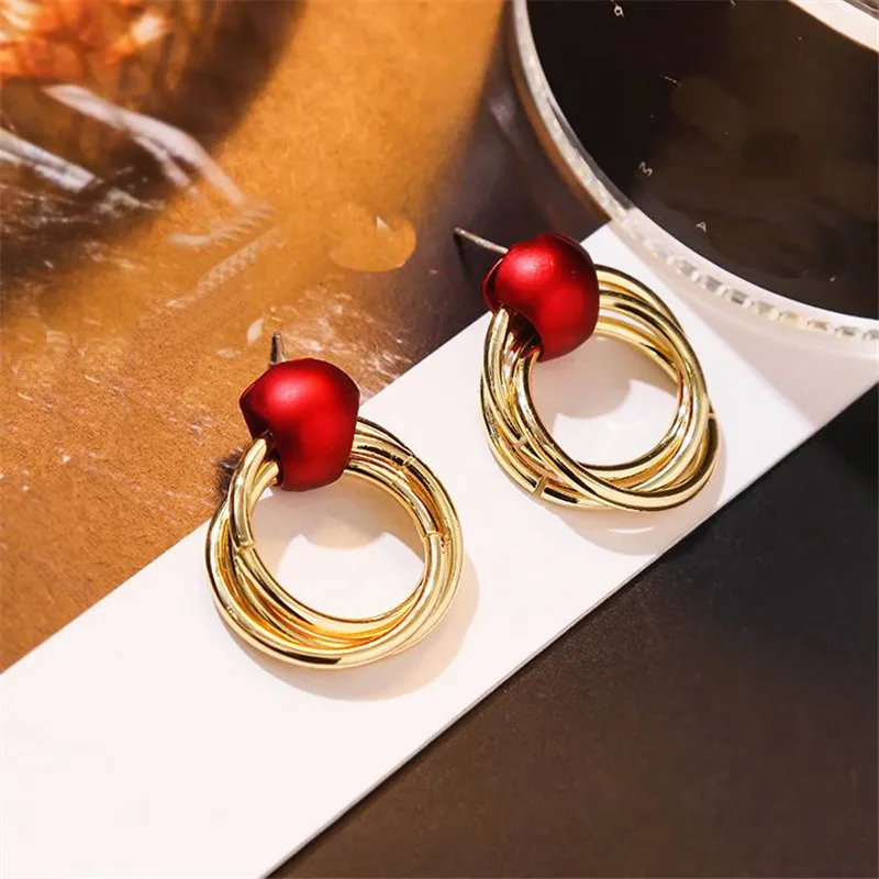 2020 простые Многослойные Круглые Висячие серьги для женщин индивидуальные модные