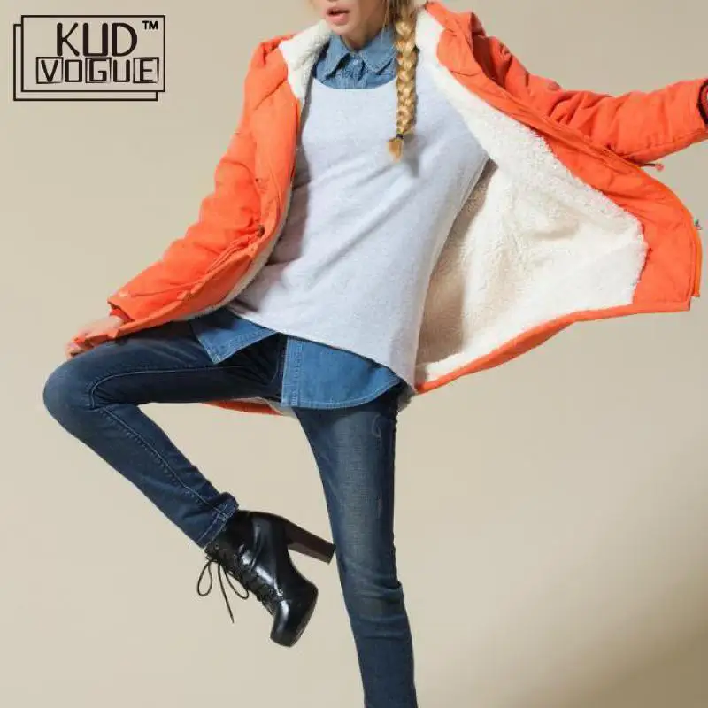 KUDVOGUE зимняя осенняя куртка Леди Большой размер для женщин овечья шерсть женский