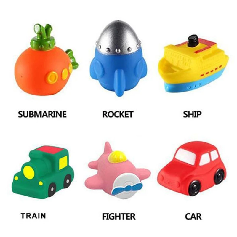 

6pcs/set Simulation Mini Car Boat Aircraft Baby Bath Touch-sensitive LED Light-up Toy Kids Swimming Shower Bathroom Toy