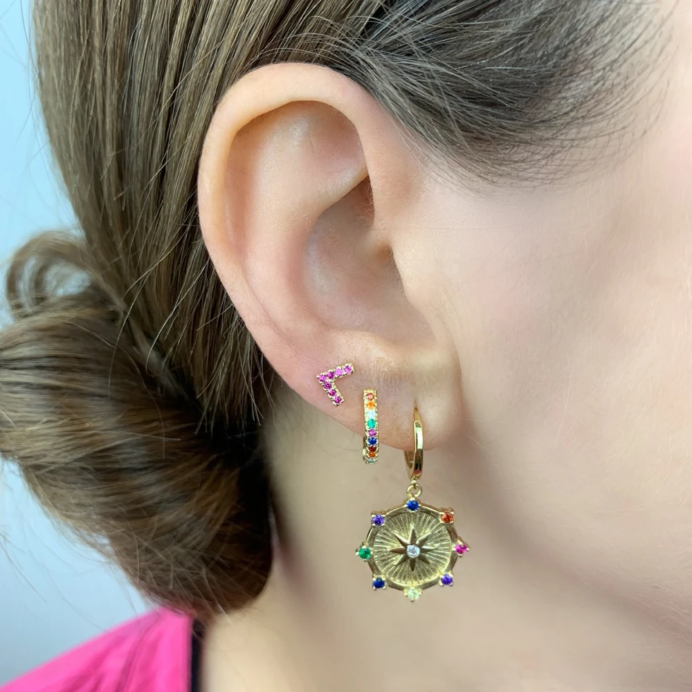 100% Стерлинговое Серебро 925 пробы Изящные серьги кольца крошечные AAA + радужные