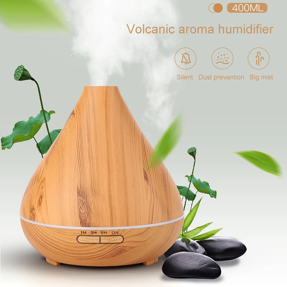 

NEWHTHING 400ml Aroma Diffuser Wood Aromatherapy Diffuser Essential Oils Electric Ultrasonic Cool Mist Air Humidifier