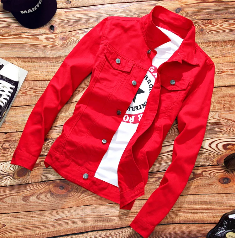 

2020 Men's Light Color Hole Handsome Denim Jacket Youth New Slim Denim Jacket