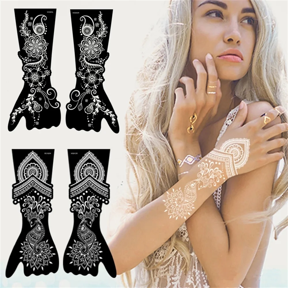 

Indian Henna Lace Flower Tattoo Transfer Paper Women Diy Body Legs Arm Art Airbrush Painting Mandala Tattoo Stencil Template