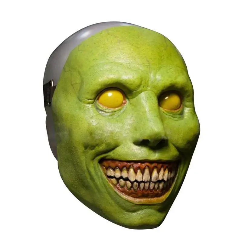 Маска улыбка демона на Хэллоуин ужасная маска белый зеленый глаз демон страшное
