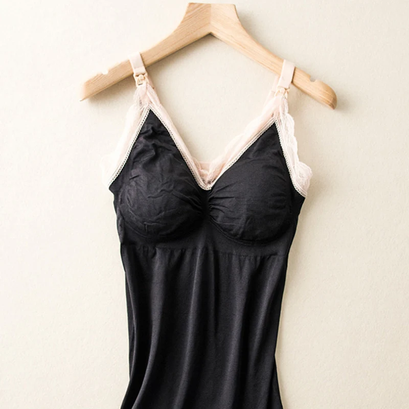 Lace Black Одежда для беременных; топ для кормления; майка без рукавов; одежда для грудного вскармливания; Беспроводная майка для беременных женщин; майка для кормления - Цвет: Lace Black