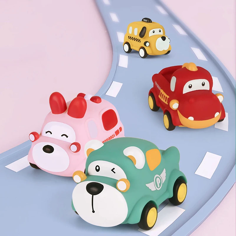 

Soft Car Toys Mini Cartoon Animals Car Pull Back Cars Kids Montessori Toys Rubber Cute Vehicle Baby Early Learning Educational