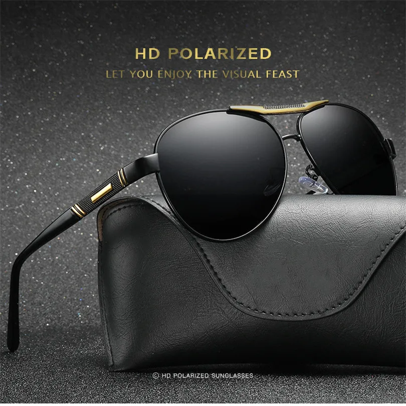 

Brand Designer Men's sun Glasses Pilot H D Polarized Sunglasses For Men/Women Driving Sun Glasses With case Oculos De Sol M206