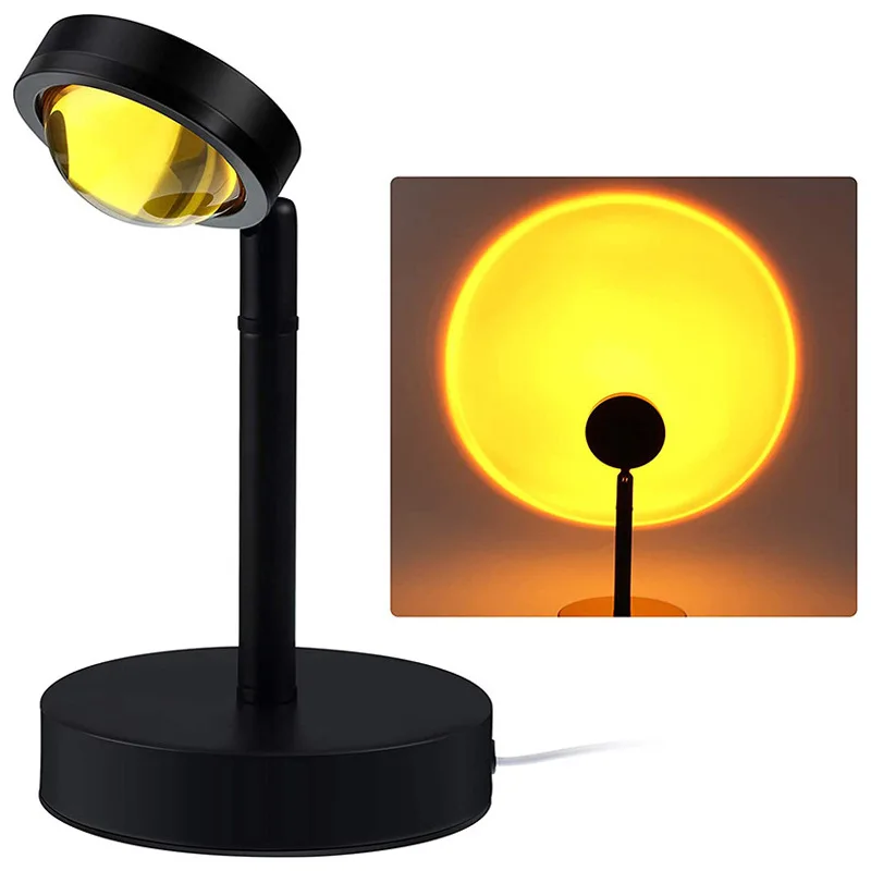 

Jiang Sunset Projection Lamp Rainbow Atmosphere Led Night Light Sunset Light For Home Bedroom Background Wall USB Table Lamp