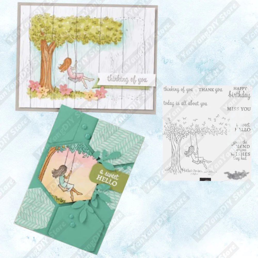 

Swing Girl Metal Cutting Dies And Clear Stamps For Diy Dies Scrapbook Embossed Paper Card Decoration Photo Album Craft Cut Die