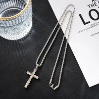 2021 retro christian jesus only titanium cross with scripture necklace stainless steel prayer necklace cross pendant mens colla