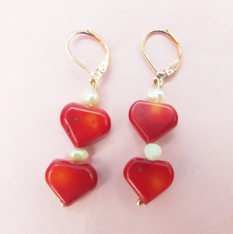Изысканный. Натуральный Коралл. Жемчужные Ушные Кольца | Украшения и аксессуары
