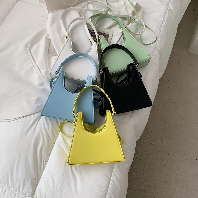 Small Solid Color PU Leather Bag Crossbody 2021 Summer Luxury Brand Shoulder Belt Design Female Handbags And Purses Totes