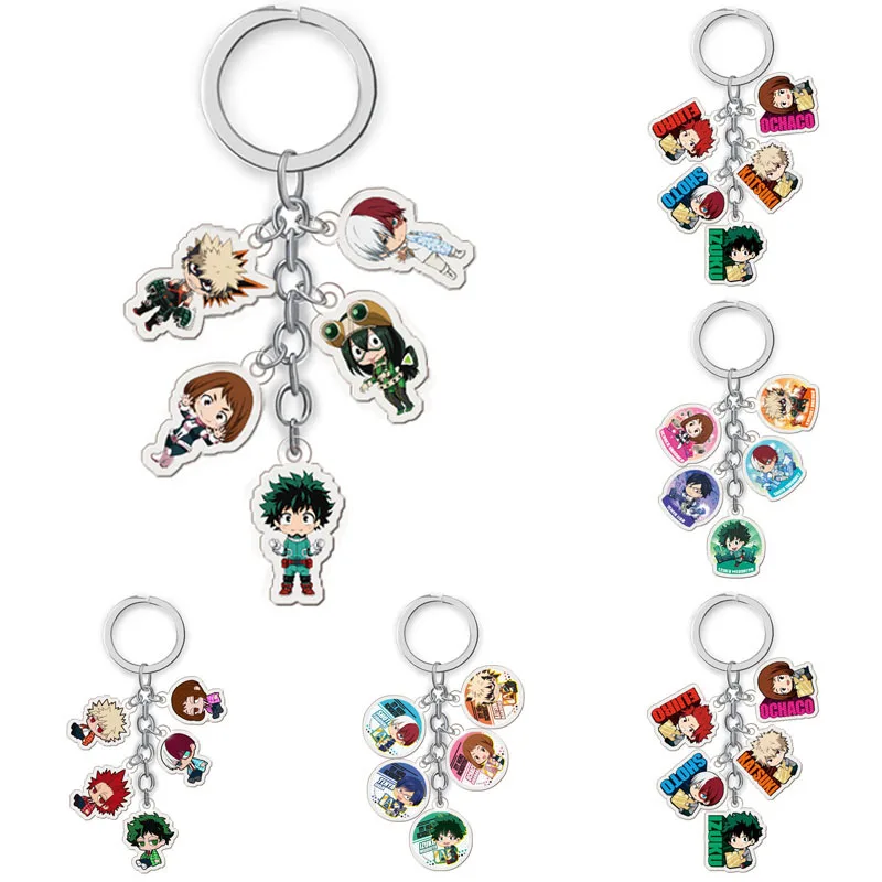 

My Hero Academia Keychain Boku No Hero Academia Keyring Izuku Katsuki Shouto Asui Tsuyu OCHACO URARAKA Acrylic Pendant KeyChains