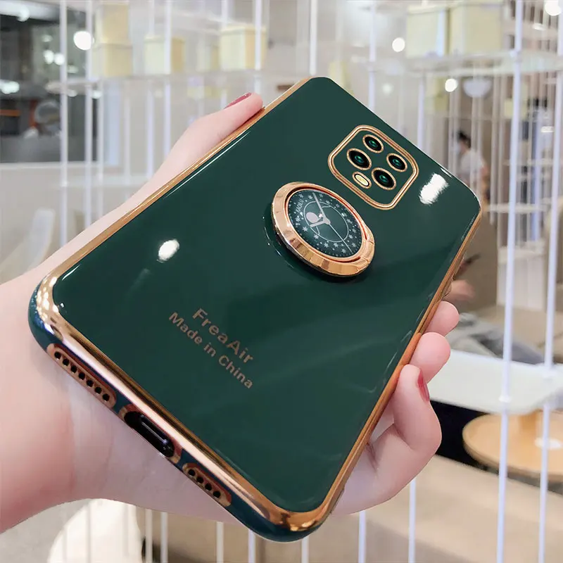 Luxury Silicone Case For Xiaomi Redmi Note9s phone Case For Redmi Note 9s Cover Shockproof Stand Holder Cases Redmi Note9 Pro