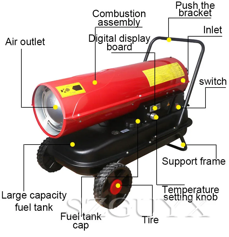 Высокомощный дизельный терморегулятор, нагнетатель горячего воздуха, подогреватель топлива, промышленный обогреватель для теплицы, обогреватель для фермы