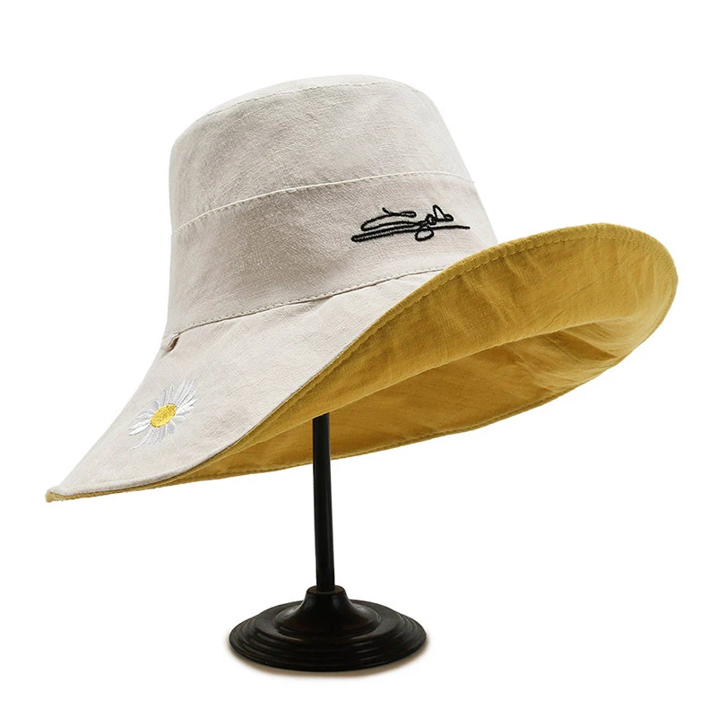 Панама женская рыболовная двусторонняя с широкими полями и вышивкой | Аксессуары