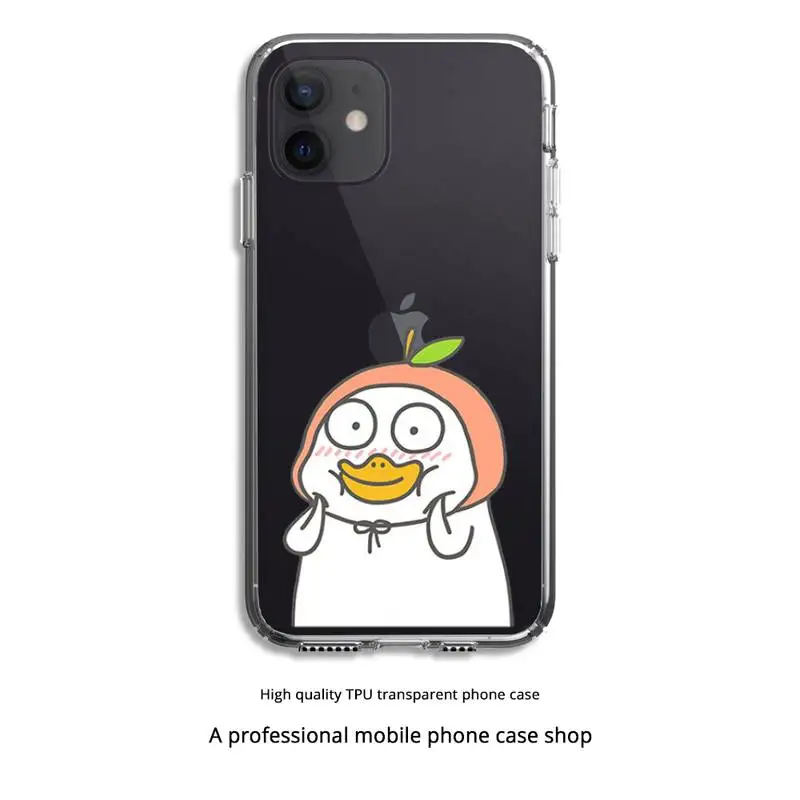 

Cute duck Phone Case Clear Cover For Iphone 5 6 7 8 11 12 plus XR X XS SE2020 11/12PRO Max Transparent Cases