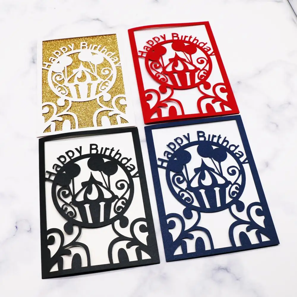 

40Pcs/Lot Happy birthday Invitations Card Laser Cut Birthday Party Invite Cards Greeting Gift Card