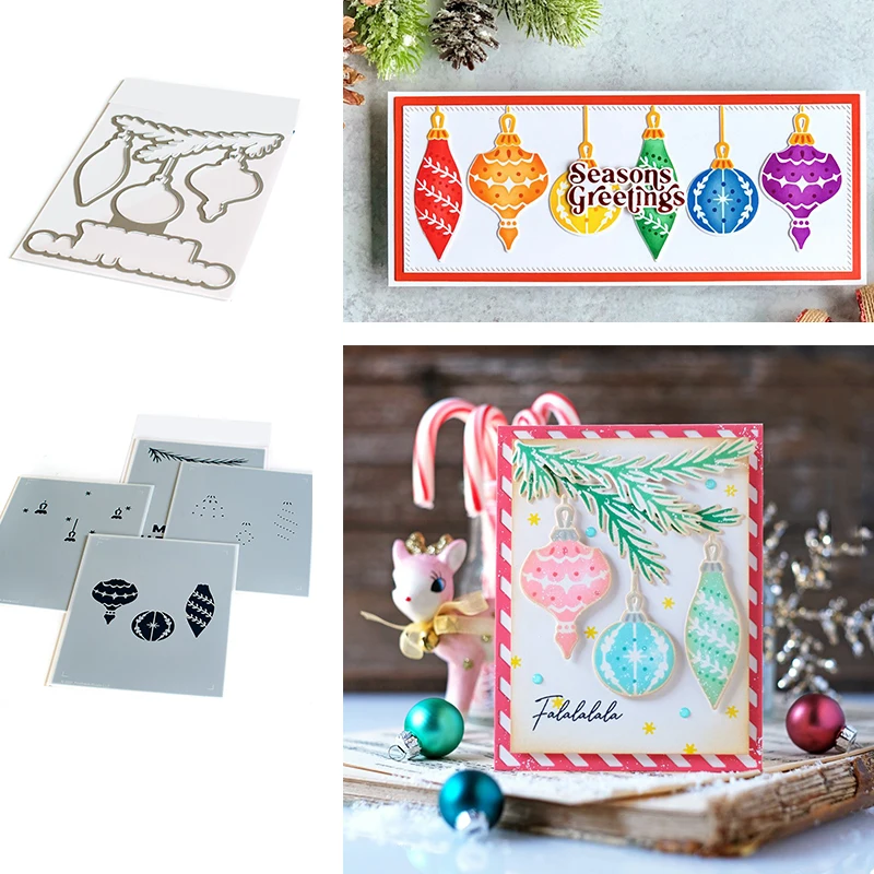 

Holiday Ornaments Metal Cutting Dies Stencils for Scrapbooking Stamp Photo Album Decorative Embossing Cut Die Card for 2021 New