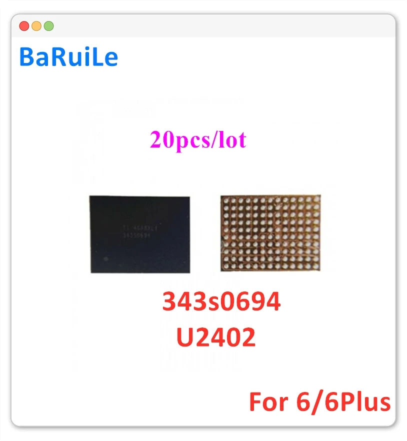 Контроллер экрана BaRuiLe U2402 20 шт. ic Reball для iPhone 6 и 6Plus 6G Черный сенсорный чип Meson