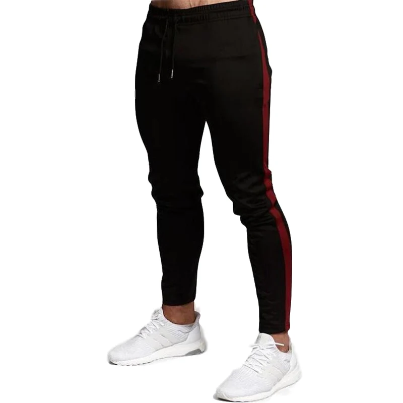 black red no logo Детей постарше мягкие тренировочные Штаны Для мужчин кроссовки спортивные обтягивающие хлопчатобумадные Штаны Спортивная одежда для зала, фитнеса, спортивный костюм, штаны для мальчиков, тренировочная Спортивная Штаны - Цвет: black red no logo