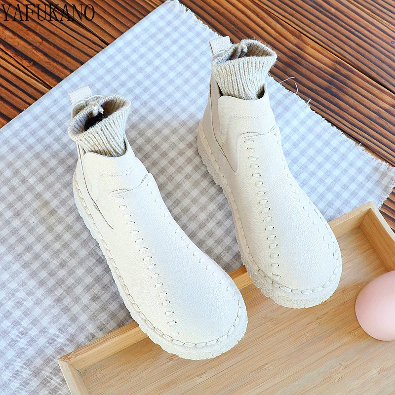 Литературные Ретро ботильоны на плоской подошве Mori Girl плюс бархатные женские