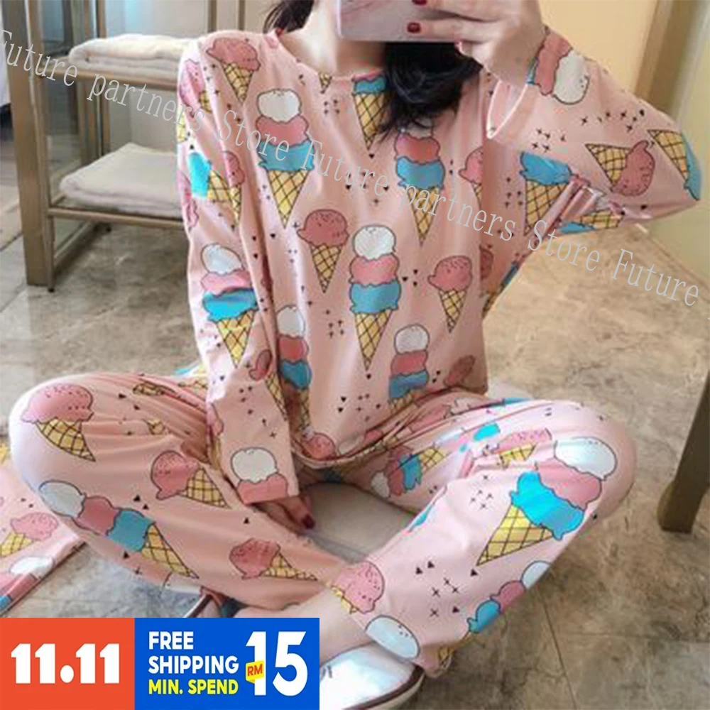 

Women Pajamas Set For Femme long sleeves pyjamas suit fall ladies sleepwear woman's thin cute home wear pjs set trouser suits
