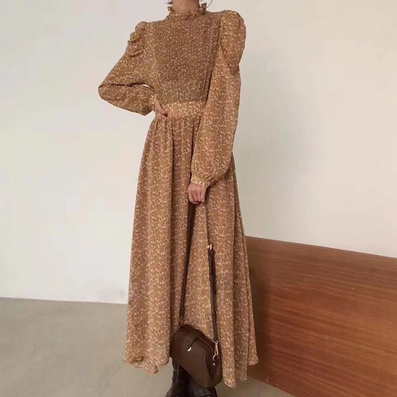 Винтажное платье с цветочным принтом женское модное платье-трапеция