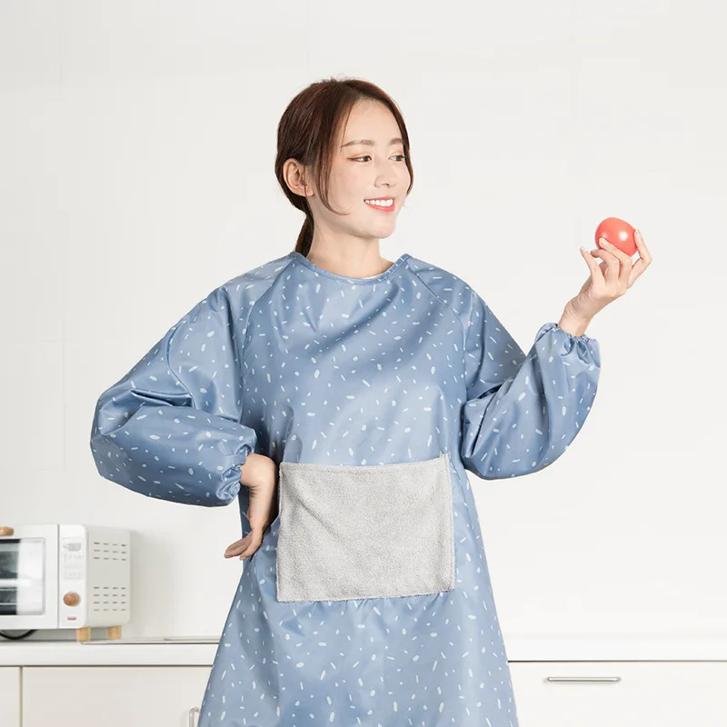 

Kitchen Sleeve Home Erasable Apron Kitchen Long Sleeve Apron Korean Waterproof and Oil-proof Apron Adult Cooking Smock Household