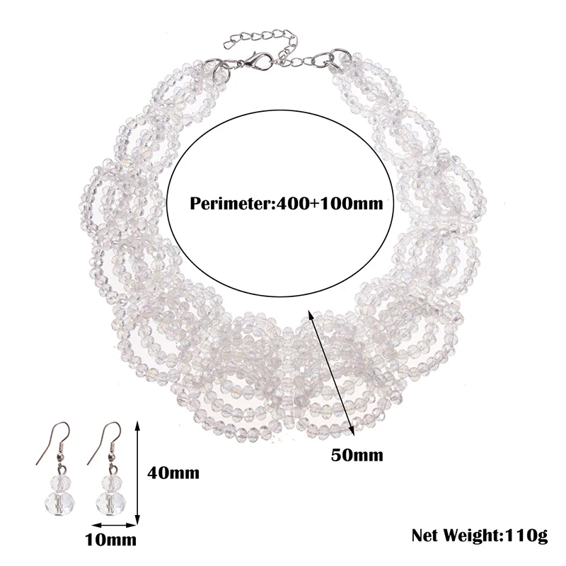 Комплект из колье и серёг с кристаллами | Украшения аксессуары