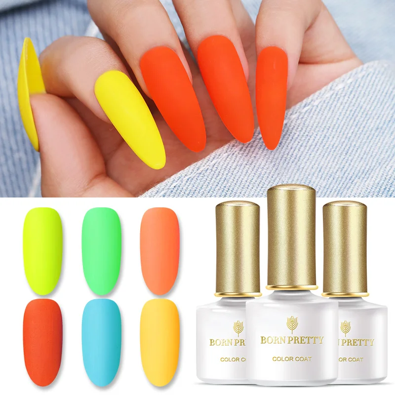 BORN PRETTY 6ml Gel Nail Polish Glow In The UV Light UV Neon Nail Gel Polish for Nail Fluorescent Gel Varnish Need Matt Top Coat