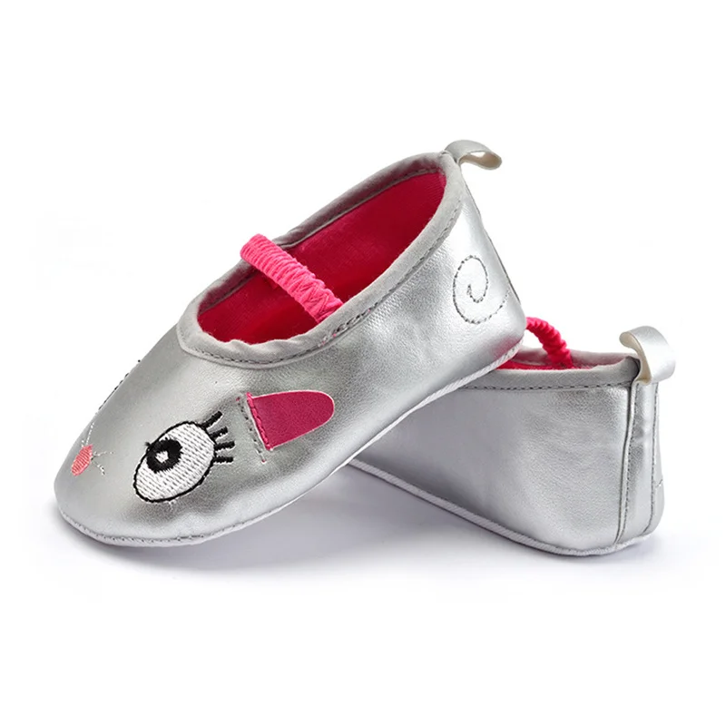 Детская обувь для малышей младенцев серебряные животные мыши милые тапки анти