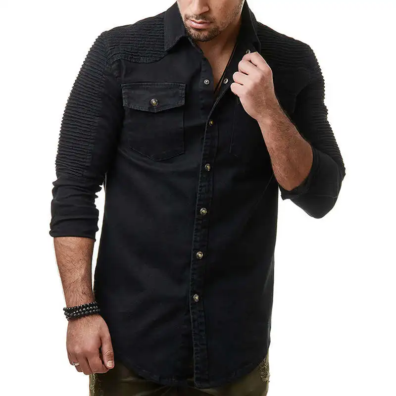 2019 брендовая дизайнерская мужская рубашка с карманом длинный рукав