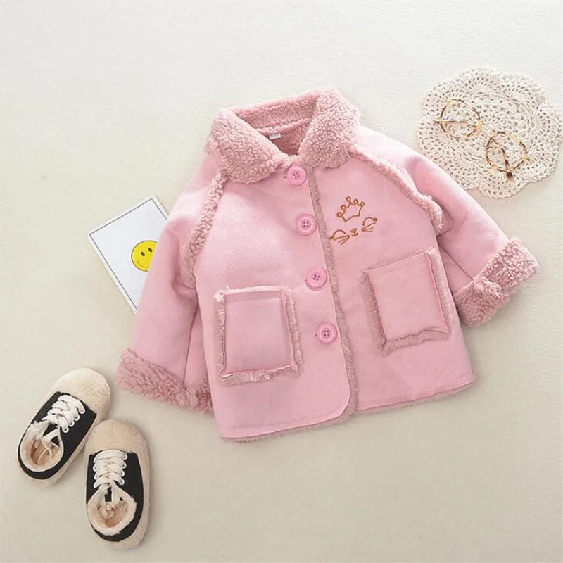 2019 Children Coat Kids Girl Thick Casual Jacket Teen Girls Warm Outerwear Clothes Velvet Buttons Pockets Baby Boys 2-9T Tops | Мать и