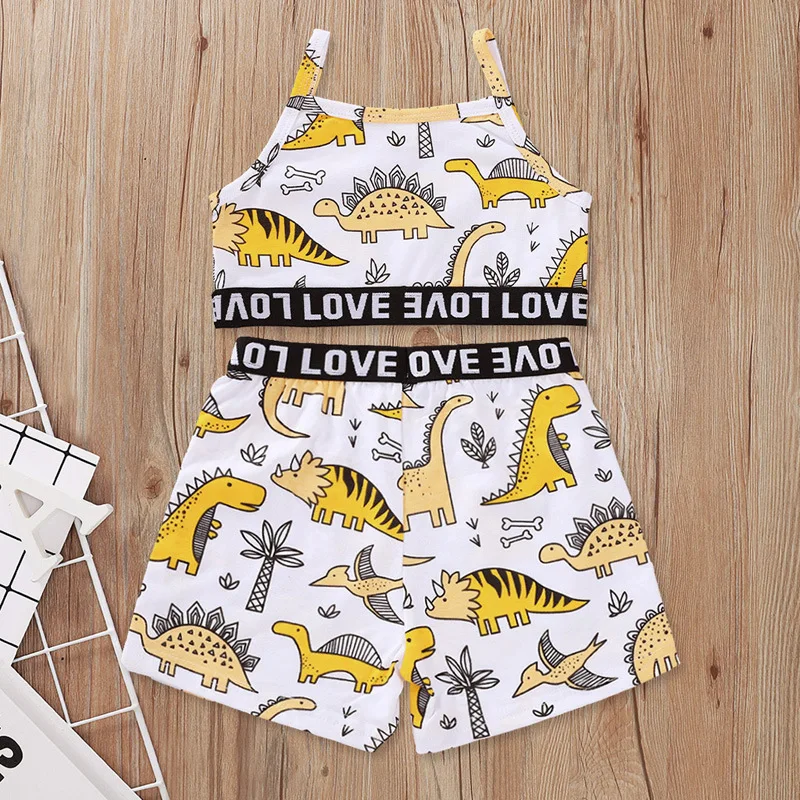 2020 летние детские комбинезоны одежда топы с принтом динозавра из мультфильма