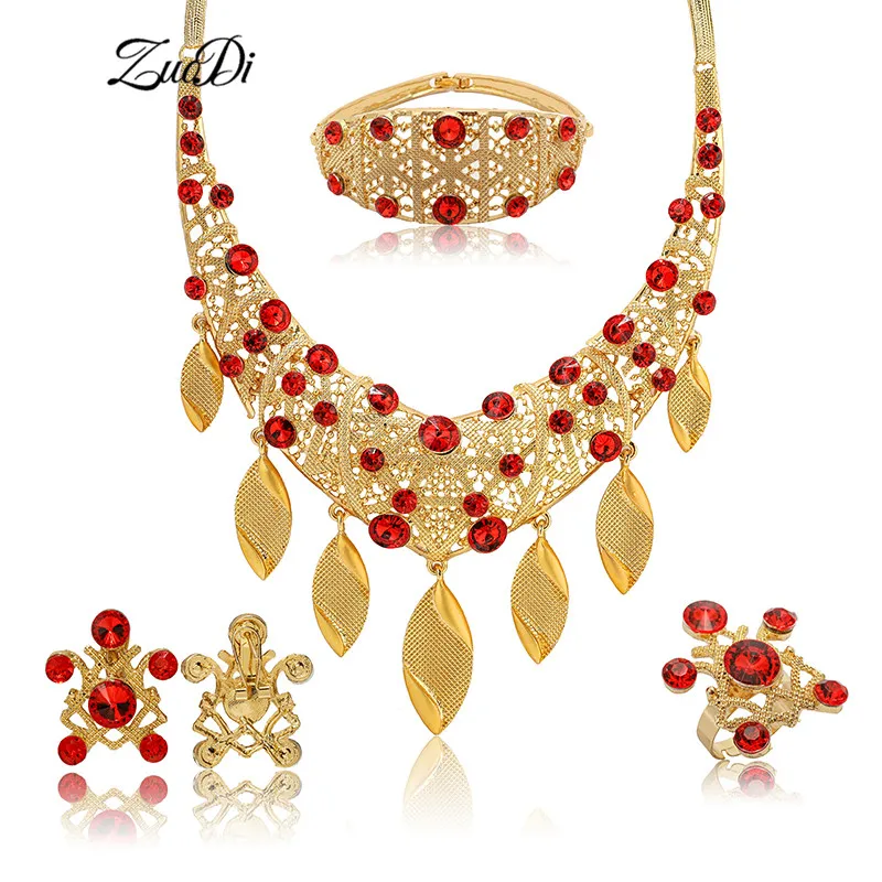 

ZuoDi Fashion African Bridal Jewelry Set 2021 Exquisite Dubai gold-colorful Jewelry Set Wholesale Nigerian woman Wedding Bijoux