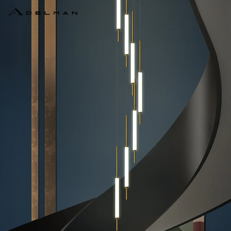 Modern Branch Chandelier LED Long Line Chandelier Villa Living Room Pendant Decorative Lamp Dining Room Home Stair Light Fixture