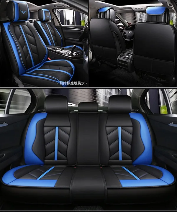 Flash Mat спортивные кожаные чехлы для сидений автомобиля Mitsubishi Все модели outlander pajero grandis ASX pajero galant lancer ex - Название цвета: Black with blue