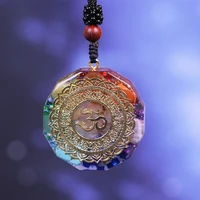 natural crystal chakra orgonite energy pendant energizing om orgonite necklace bring lucky necklace absorbs negative energy gife