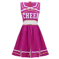 kids girls hip hop jazz costume cheerleading dance dress sleeveless letter print sequins dress school cheerleader uniform 6 14y