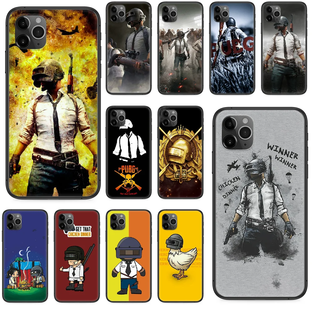 Чехол для телефона PUBG winner chicken dinner iphone 4 4s 5 5S SE 5C 6 6S 7 8 plus X XS XR 11 PRO MAX 2020 Черный