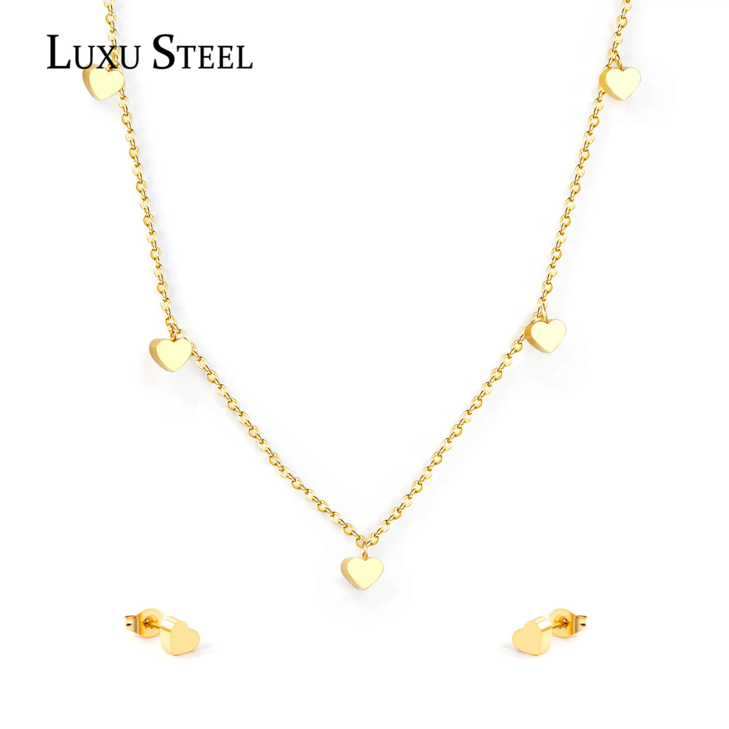 Ювелирный Комплект из колье и серёг нержавеющей стали