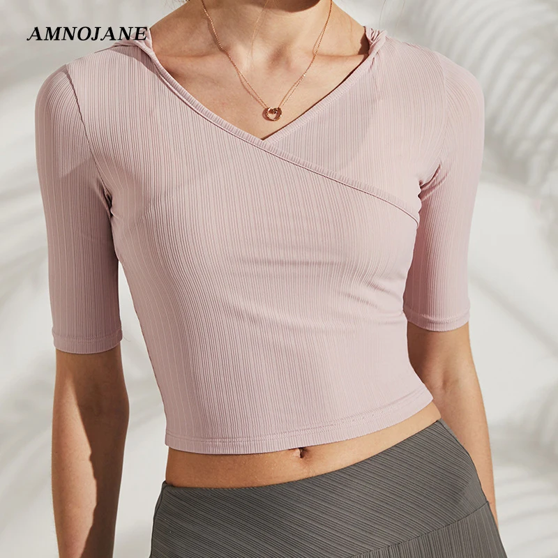 Спортивная рубашка HoodedThread укороченный топ для фитнеса йоги топы тренировок